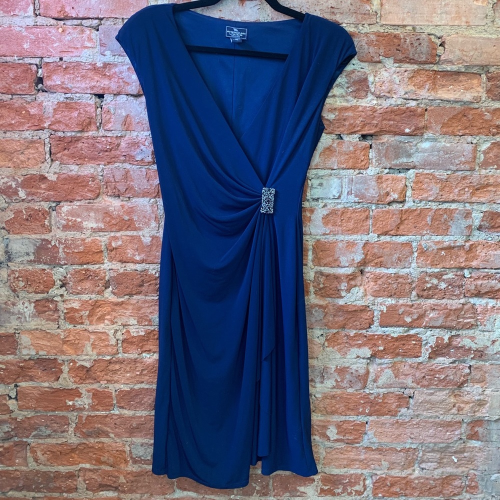 Navy faux wrap dress